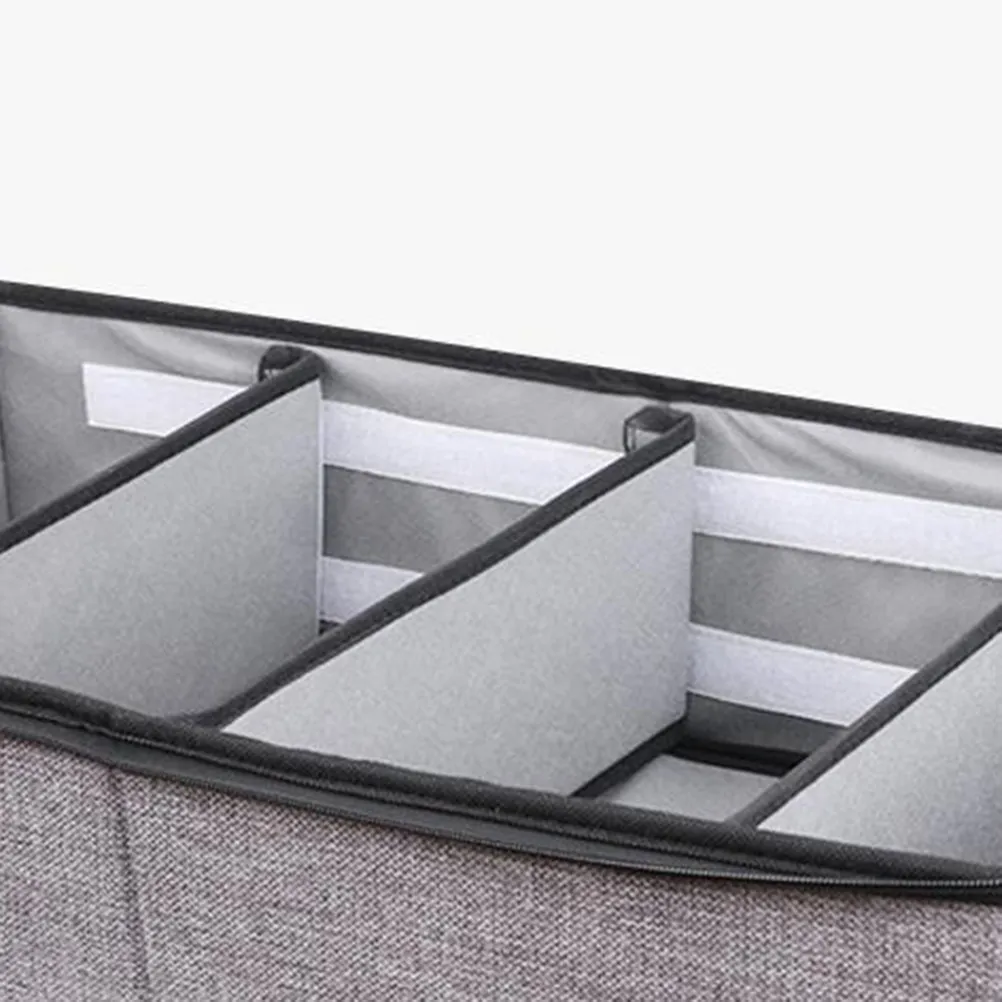 Foldable Dark Grey Shoes Storage Box Dustproof Underbed Organizer with Clear Window Handles Removable Compartments for Blanket view 2