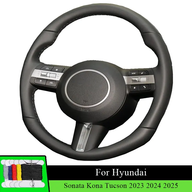 

Scratch-Resistant Car Steering Wheel Cover Microfiber Leather For Hyundai Sonata Kona Tucson 2023-2025 Auto Steering Wrap