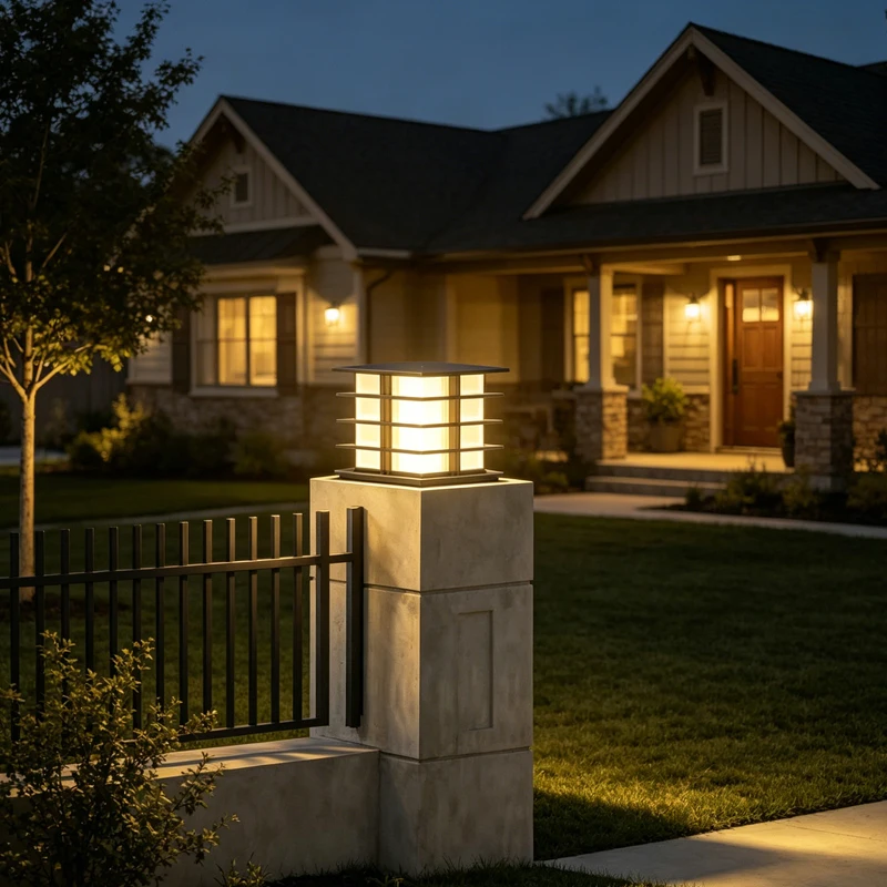Outdoor Solar Powered Courtyard Villa Waterproof IP65 Column Light Lawn Garden Decoration LED Solar Column Light
