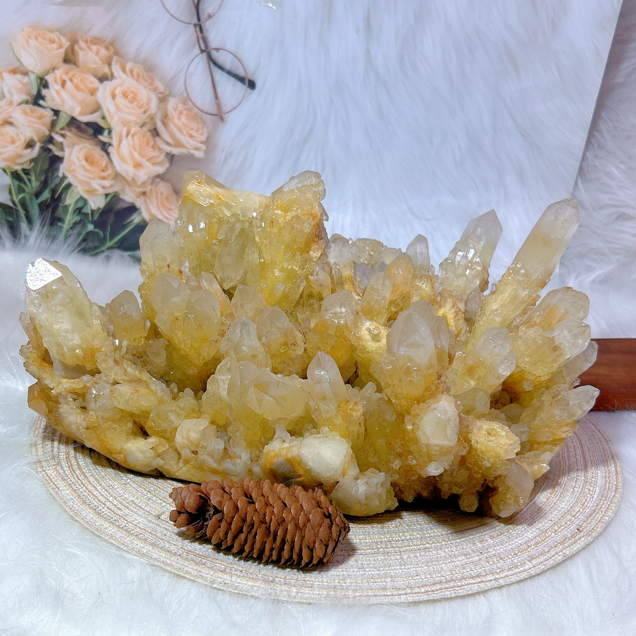 

Natural Crystals Kundalini Citrine Candle Quartz Cluster Raw Stone Specimen Reiki Healing Home Decorations Mineral Energy Gift