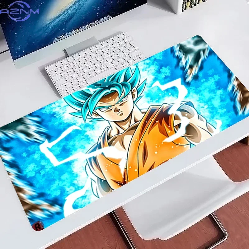 Anime Dragon Ball Super Saiyan Goku Flame Large Mousepad Rubber Non-Slip Extended Gaming Desk Mat Keyboard Pad for PC Gaming Off