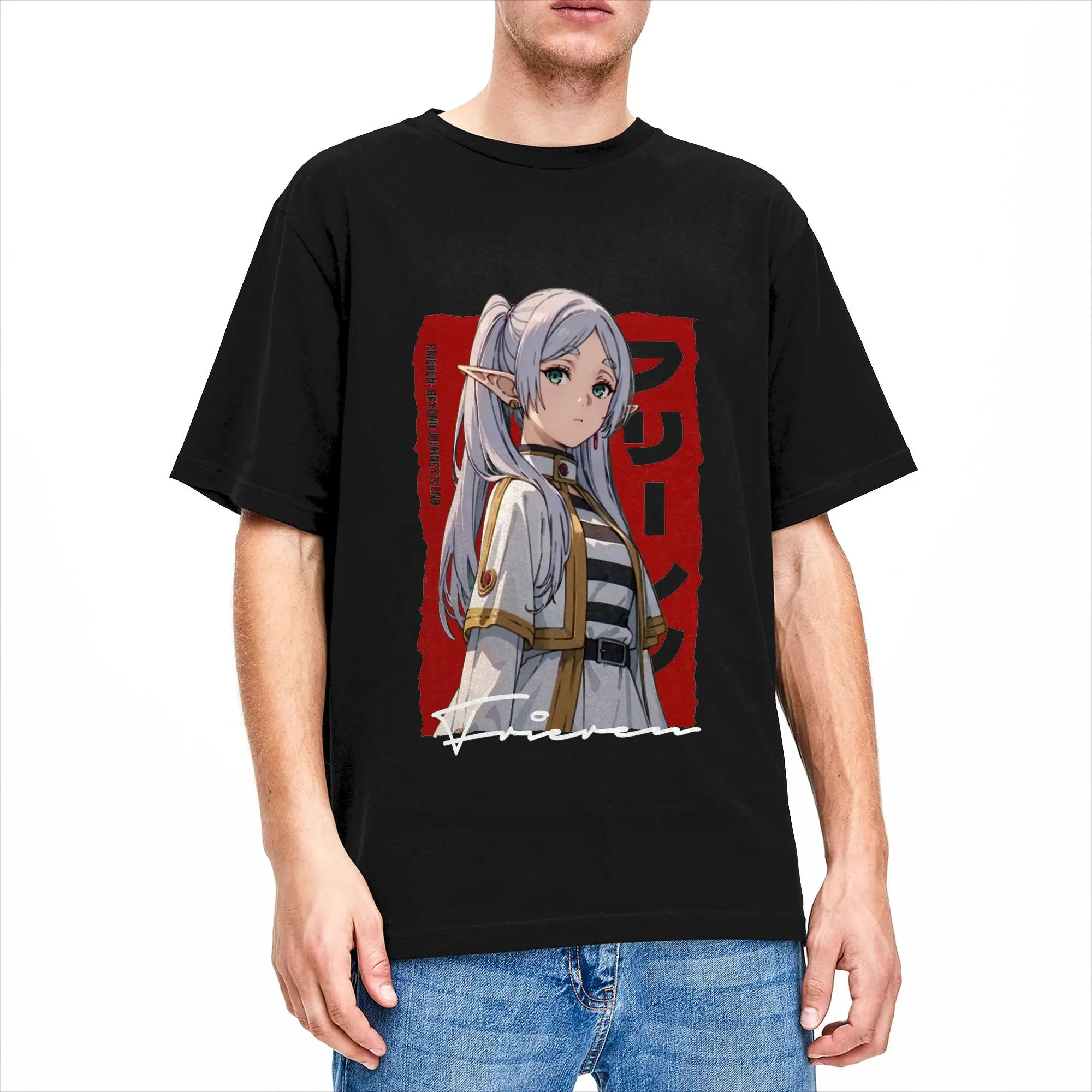 Frieren Beyond Journey's End T Shirt Unisex 100%Cotton Clothing Vintage  Round Neck Short Sleeve
