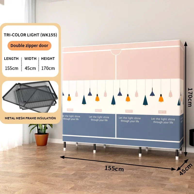 

Simple cloth wardrobe, closet, household bedroom, rental room, thick, durable, fabric, single small apartment, dustproof