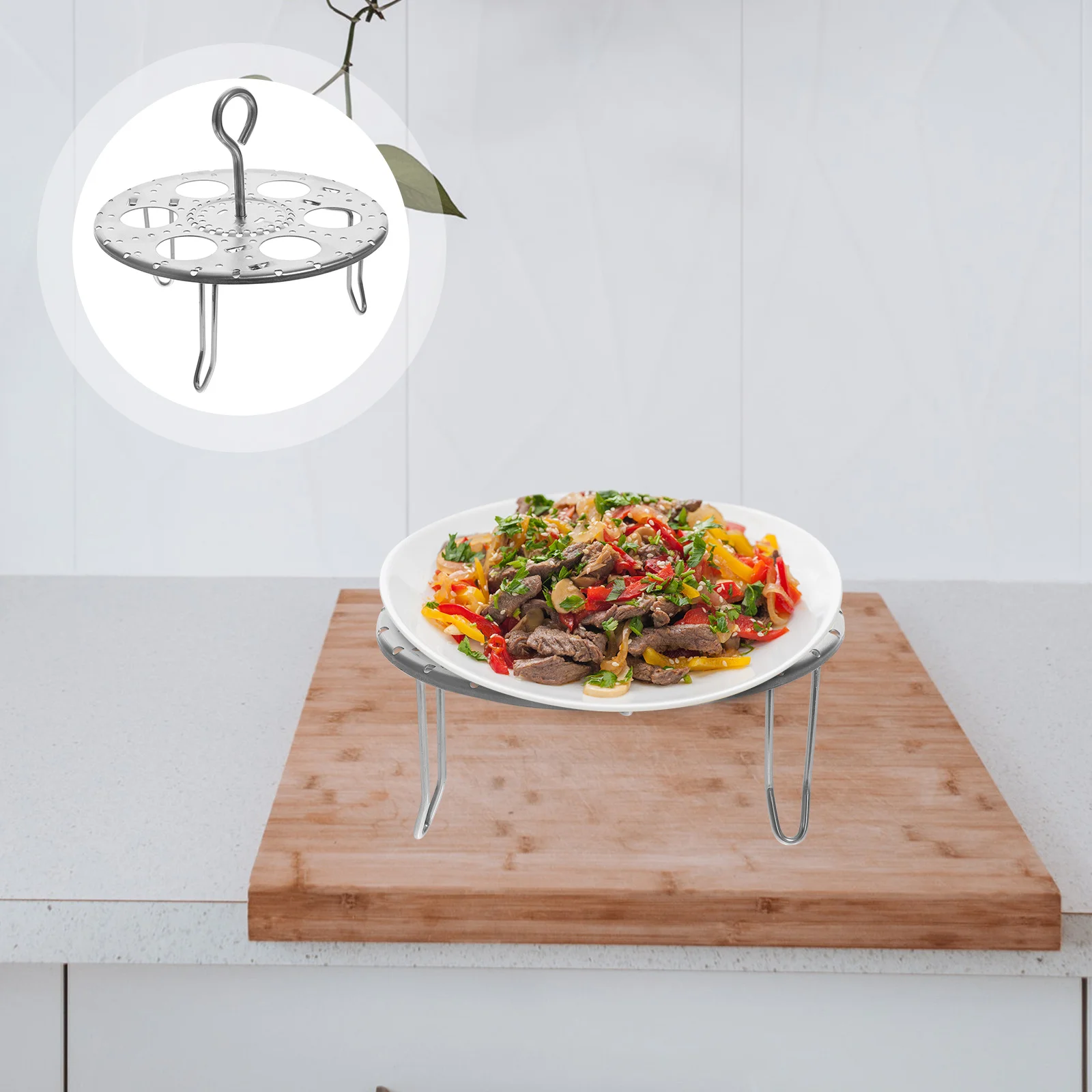 

2pcs Stainless Steel Steamer Rack For Pot Heavy Duty Kitchen Steaming Basket Steam Fish Veggies Buns Eggs Camping Cookware