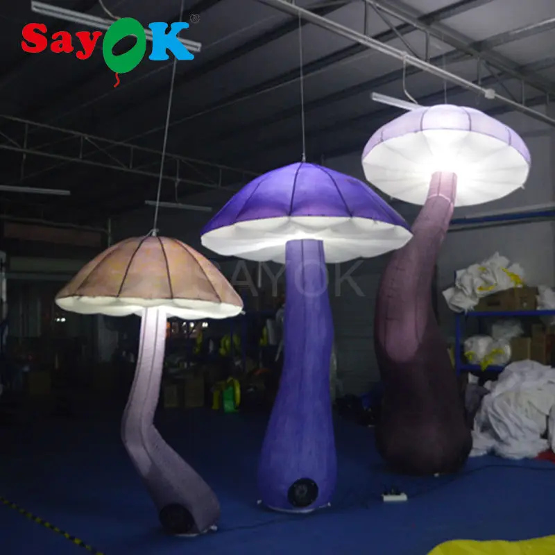 

Vintage Inflatable Mushroom Decorations Led Inflatable Mushroom With White Light For Event Party Stage Decorations