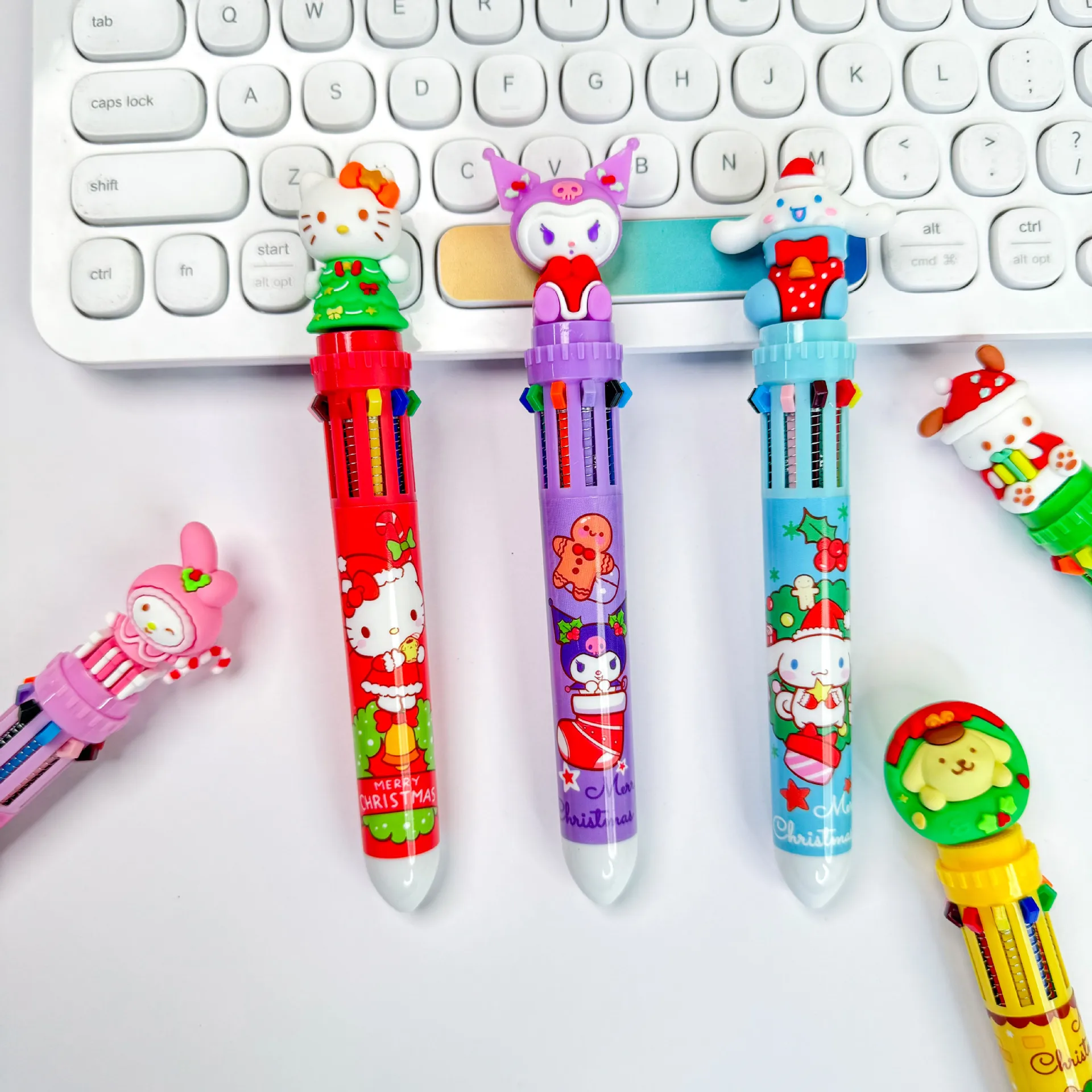 Sanrio 36pcs Ballpoint Pen Christmas 10-color Cartoon Pen 0.5mm Student Kawaii Stationery Press Pen School Office Supplies Gifts