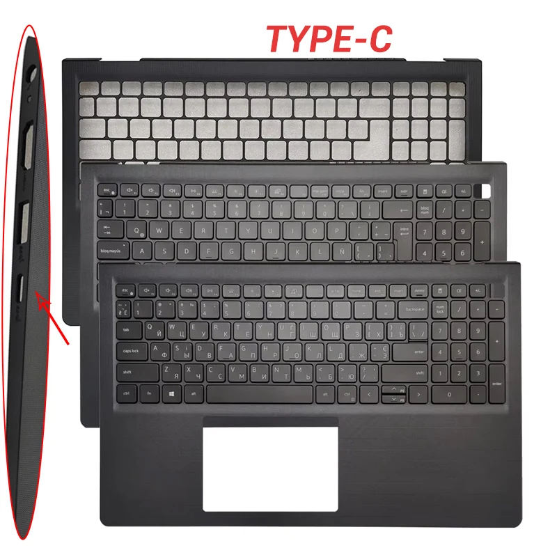 NEW For Dell Vostro 15 3510 3511 3515 3520 3525 3530 3535 US/UK/Latin/Russian Keyboard Laptop Palmrest Cover Case TYPE-C
