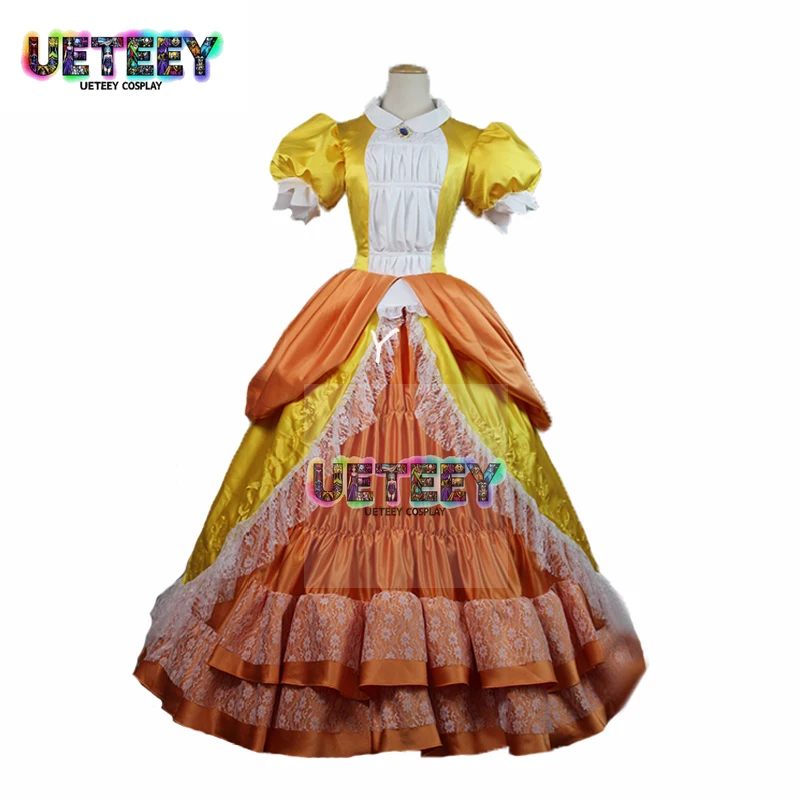 

UETEEY COS Одежда высшего качества, платье принцессы Дейзи, персикового цвета для сестры, карнавальный костюм для взрослых женщин, костюм на Хэллоуин, платье на заказ 11