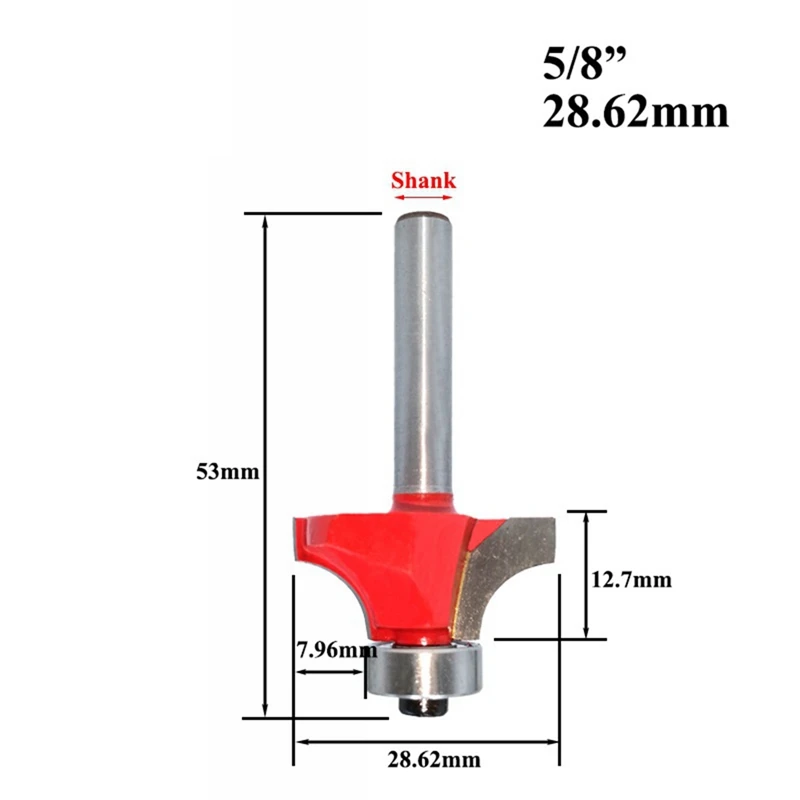 6Mmx25.4Mm-6Mmx41.28Mm Radius Circular Drill Bit 1/4 Roundover Router Bit (Four-Corner Cutting)