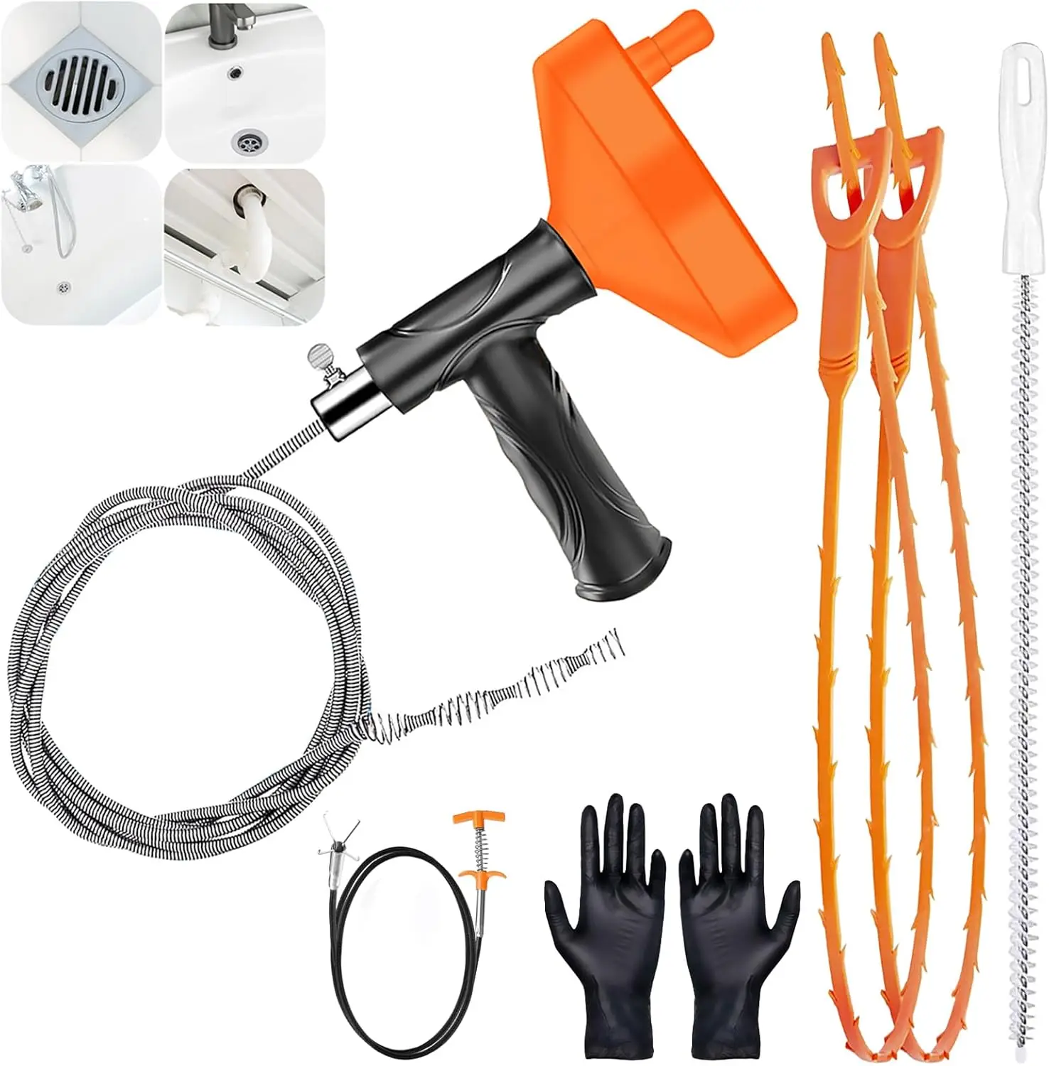 

Drain Snake Auger, Plumbing Snake Drain Hair Clog Removal Tool, Heavy Duty Toilet Snake Auger, Sink Unclogger Drain Cleaner Tool