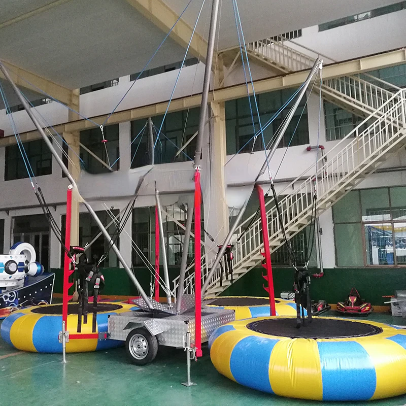 High quality professional 1 person round inflatable bungee trampoline polyester material children adult amusement facilities