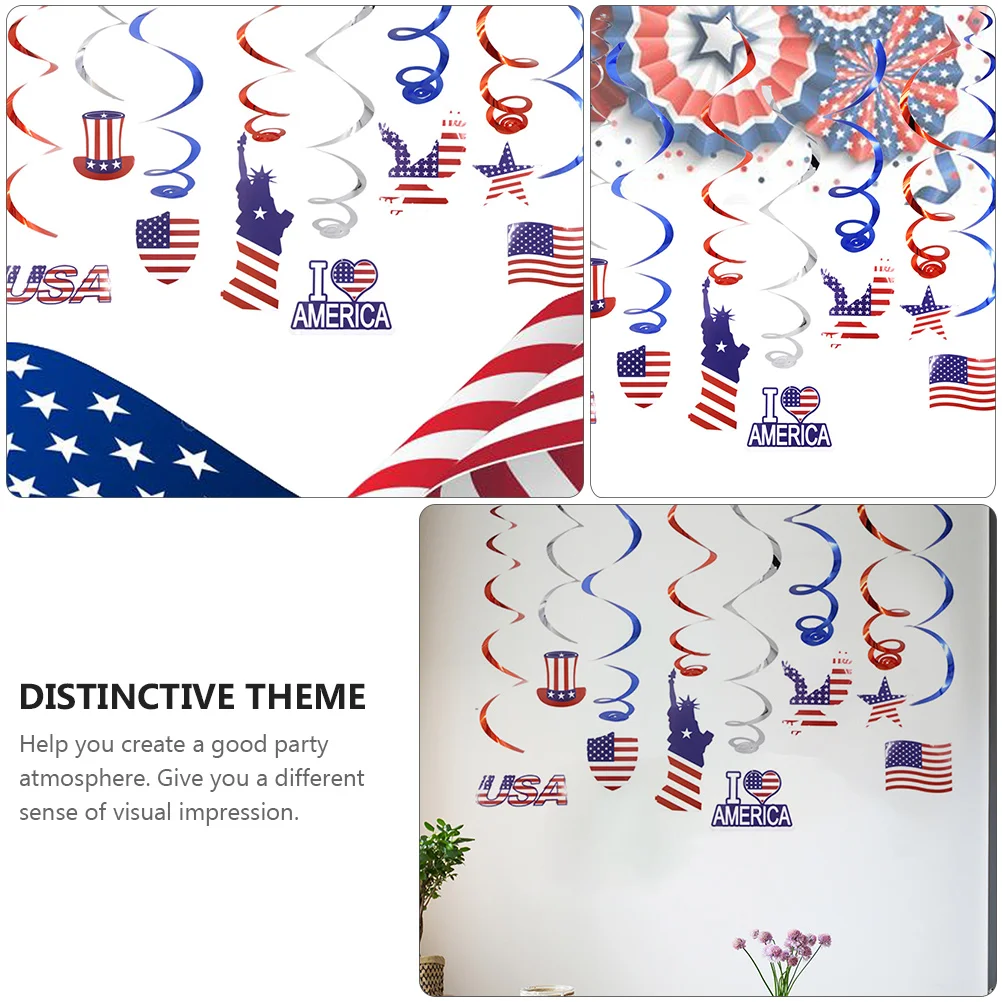 

1 set 1 Set American Flag Hanging Decorations Independence Day Party Supplies Festive Ornaments Decor For Celebration Event
