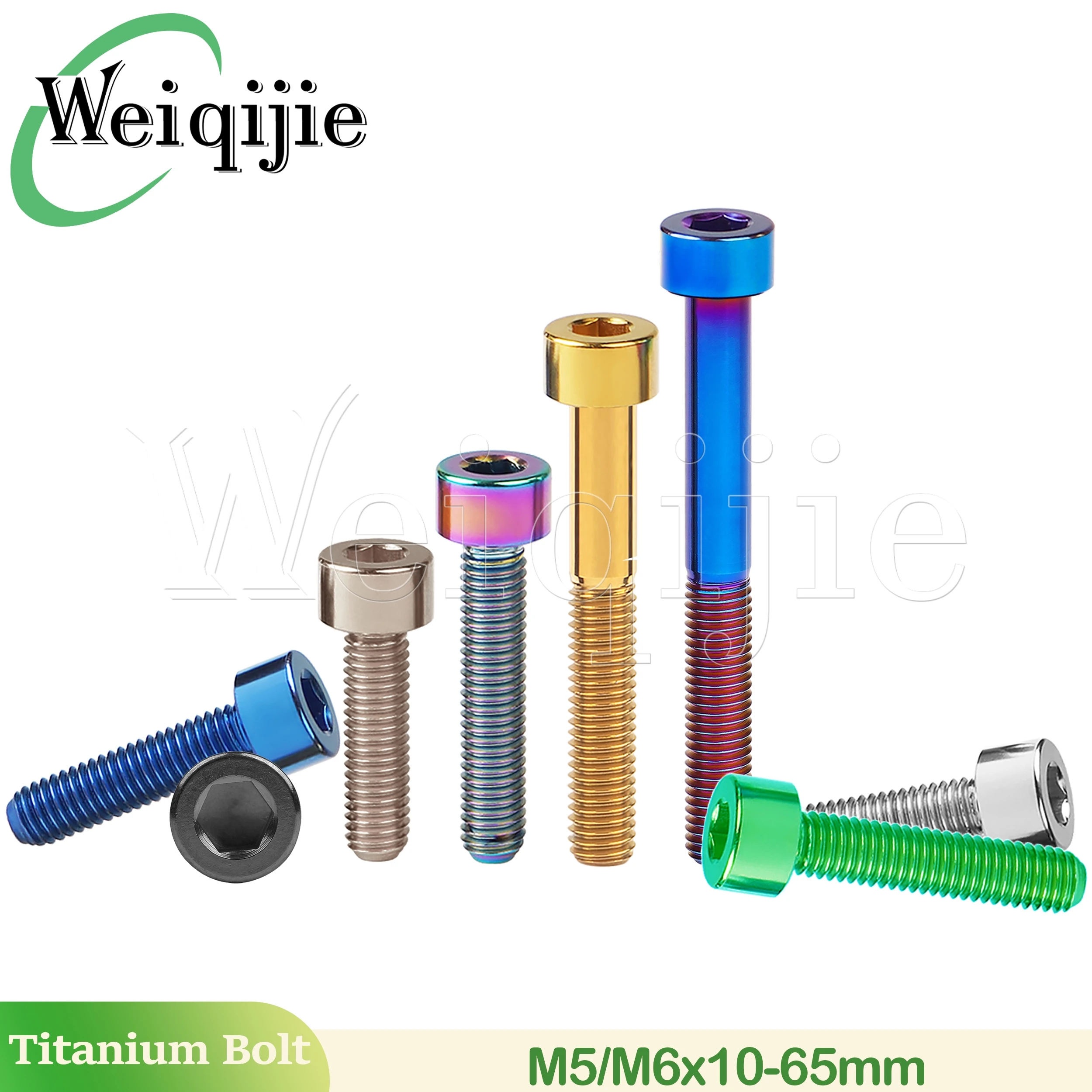 Weiqijie Titanium Bolt M5/M6X10/12/15/16/18/20/23/25/30/35/40/45/50/55/60/65mm Seatpost Overhead Brake Allen Key Screw for Bike