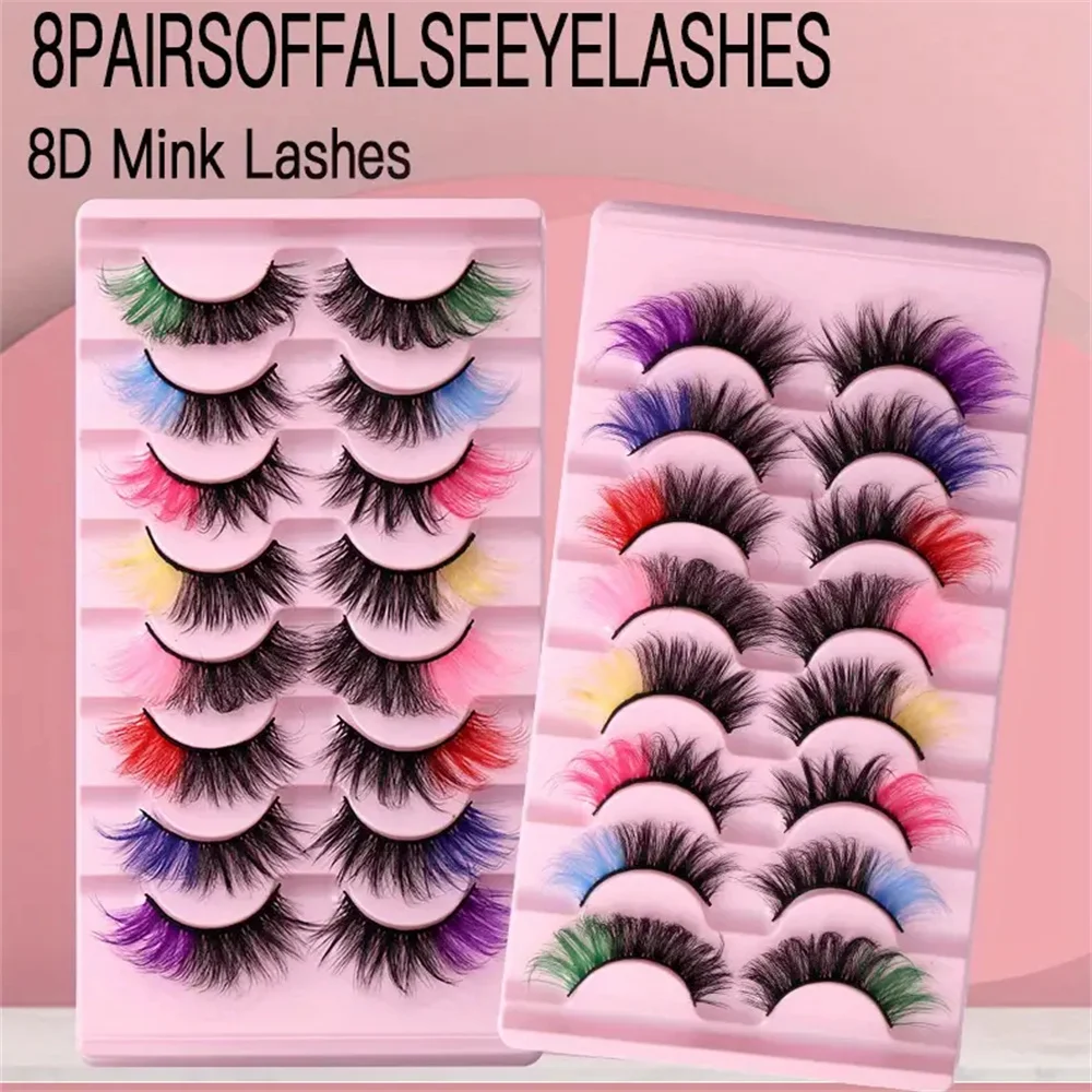 8 pairs of Colorful High-Quality Faux Eyelashes,Individual Lashes Creating a Different Personality for You lash extensions