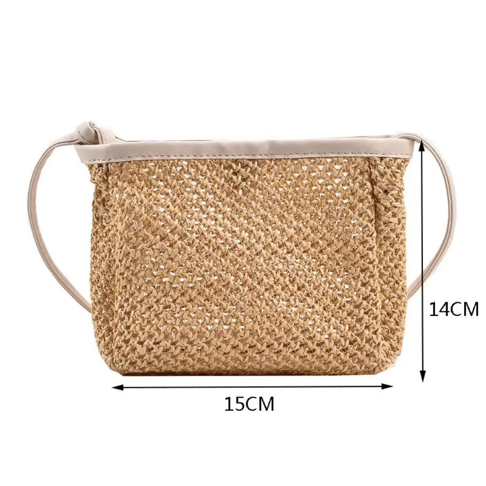 Women Straw Beach Bag Girls Cute Straw Purse Small Square Rattan Clutch Handbag Summer Vacation Crossbody Bag