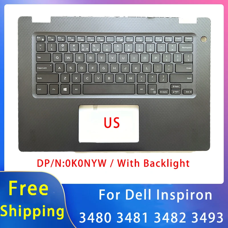 New For Dell Inspiron 3480 3481 3482 3493;Replacemen Laptop Accessories US Keyboard With Backlight 0K0NYW