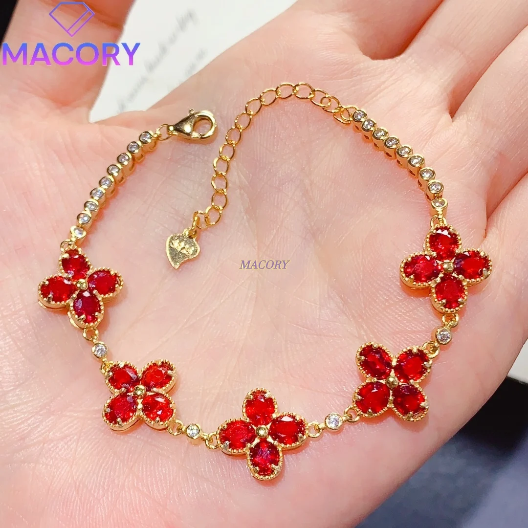 

S925 браслет из натурального рубина женский классический атмосферный новый модный женский цепочка для помолвки свадебные изысканные украшения