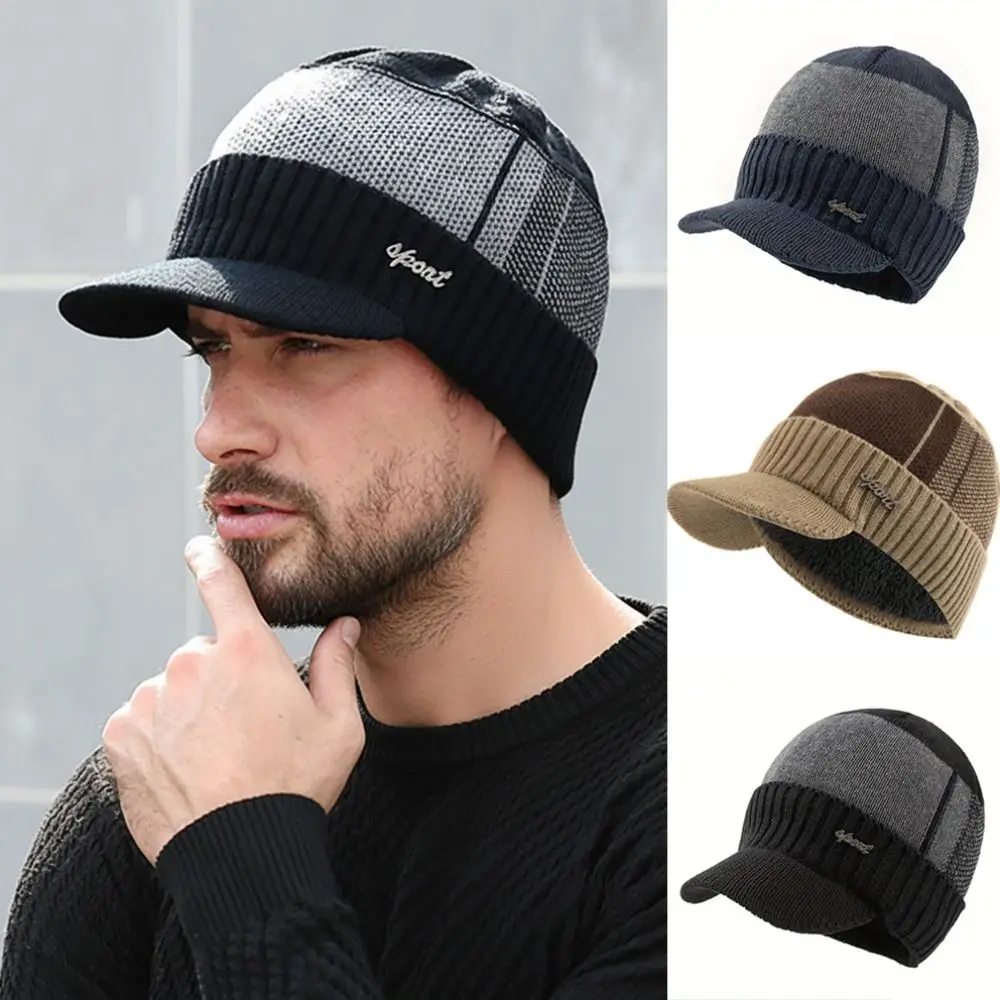 

Новая вязаная зимняя теплая шапка с полями, шапка-бини, утолщенная морозостойкая защитная шапка для ушей, унисекс