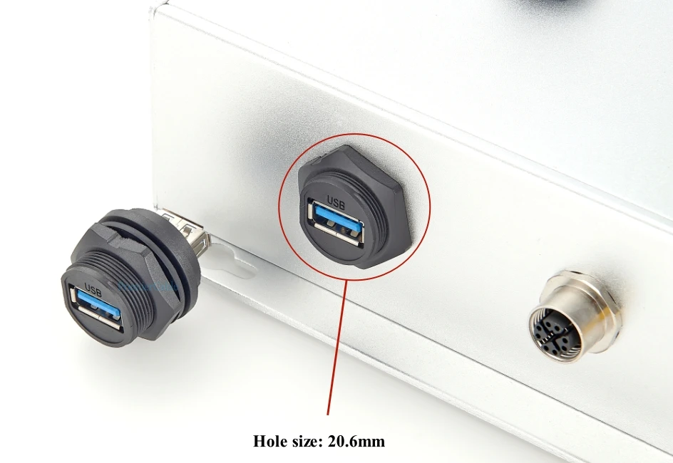 USB3.0 A IP67 Wasserdichter Einbau-Steckverbinder Typ A Buchse-zu-Buchse USB-Schottwand-Koppler-Adapter Durchgangsbuchse mit Abdeckung – Detail 2