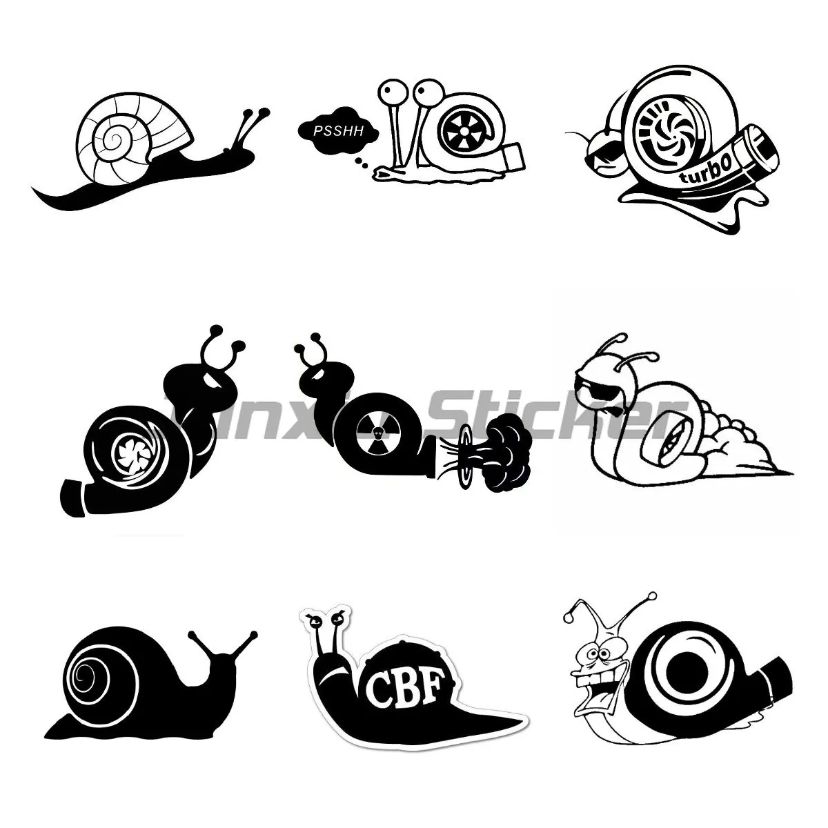 Funny Turbo Snail Car Sticker Auto Notebook Motorcycle Waterproof Sun Protection Vinyl Accessories  Decoration