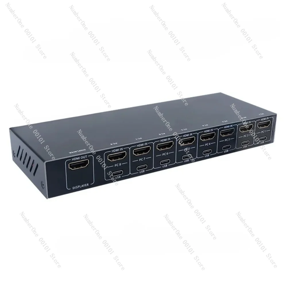 8 Ports HDMI KVM Switcher 8 IN 1 Out HDMI USB Switch Splitter for Sharing Monitor Keyboard Mouse Adaptive EDID/HDCP Decryption