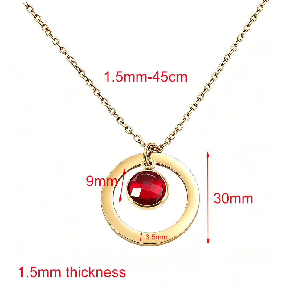 Fnixtar 10pcs Stainless Steel Month Birthstone Necklace Jewelry Round Circle Pendant Crystal Necklaces DIY Neck Gift Wholesale