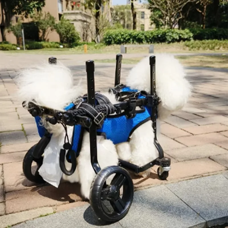 Four-wheel stainless steel senior dog auxiliary training tool small dog walking rehabilitation training manual