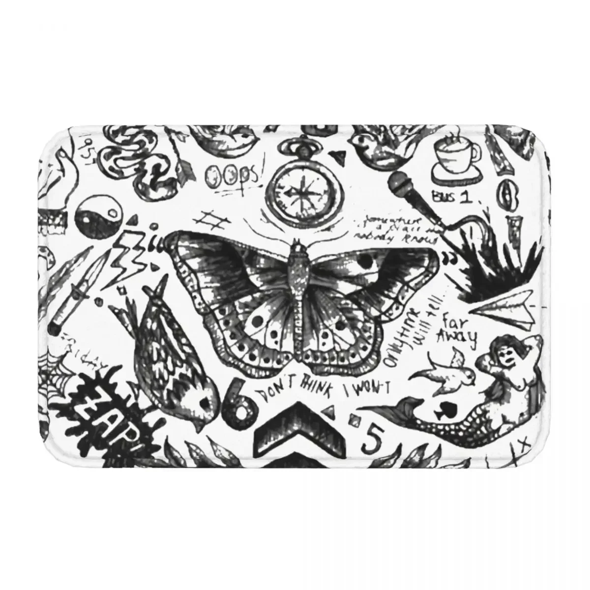 Hip Hop Non-slip Doormat Bath Mat One Direction Tattoos Styles Balcony Carpet Welcome Rug Bedroom Decor