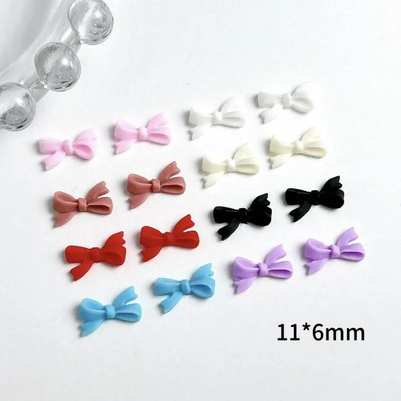 

50Pcs Solid Color Line Bow Resin Nail Art Accessories 3D Minimalist Bowknots Cream Glue Nail Charms for DIY Manicure Supplies