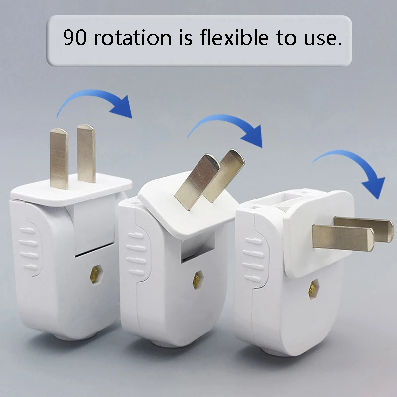 1/2Pcs Extension Cord Plug Replacement 16A 2 Prong Male End Electric Plug Rotatable Electrical Plug Extension Cord Plug