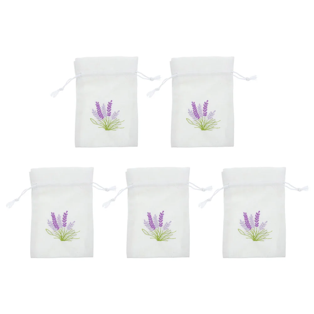 5 Pcs Drawstring Bag Lavender Packaging Bags Small Satin Canvas Scented Sachet Perfume Holders