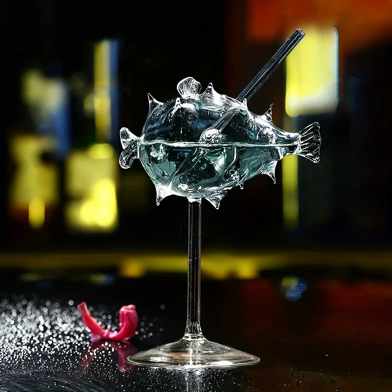 1pc criativo cocktail copo de vidro personalidade puffer copo polvo copo suco halloween vinho copo cálice produtos vidreiros para barra