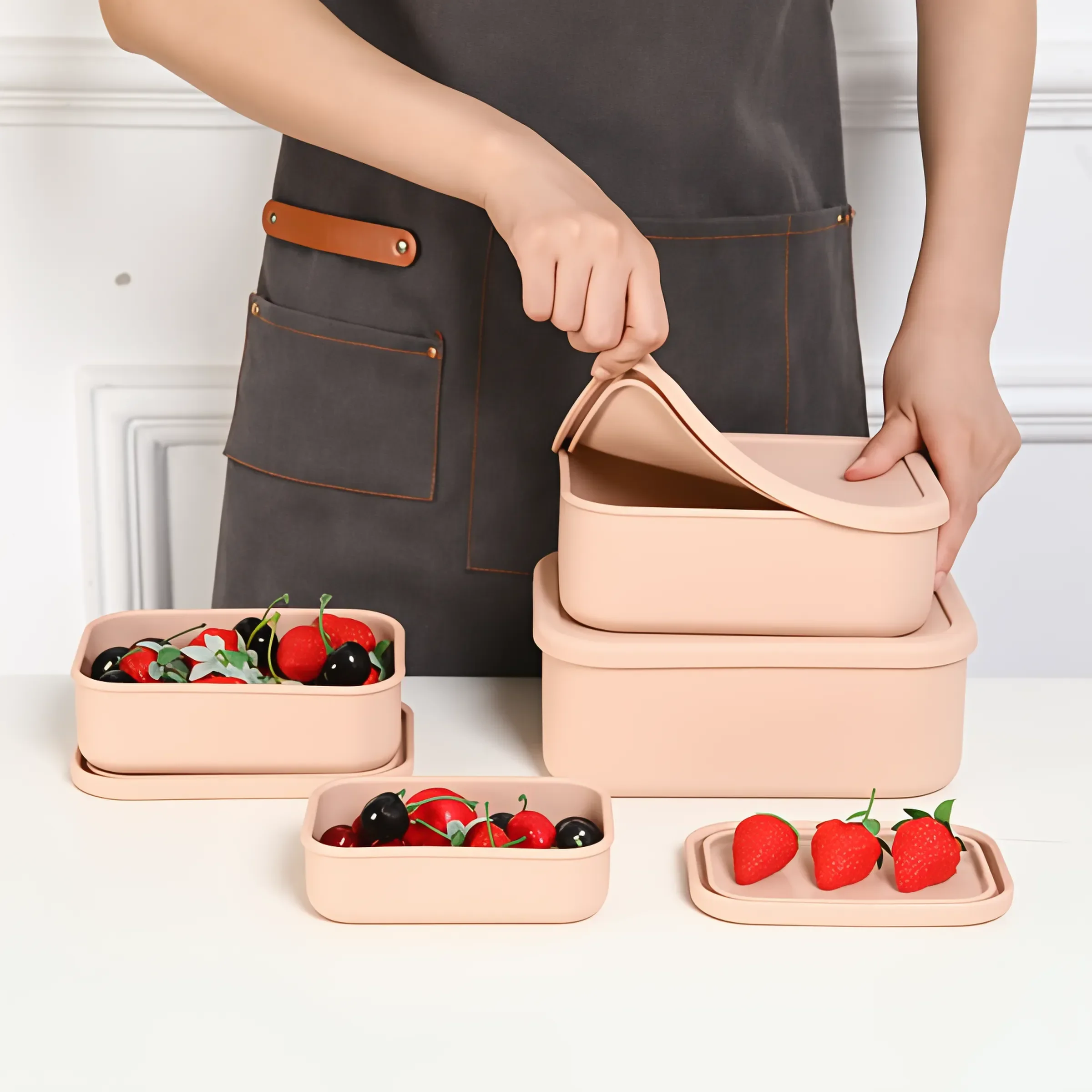 

Food-grade silicone lunch box microwave heating preservation box storage box sealed lunch lunch box food preservation box