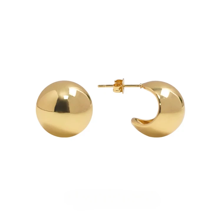 

European, American autumn and winter golden hemisphere high-end temperament light luxury design versatile earrings