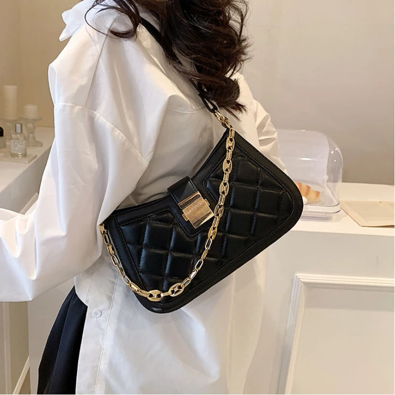 Crossbody Women Bags New Underarm Totes Simple Diamond Lattice Chain Handbag Girls Shoulder Messenger Bag Casual Storage Purses