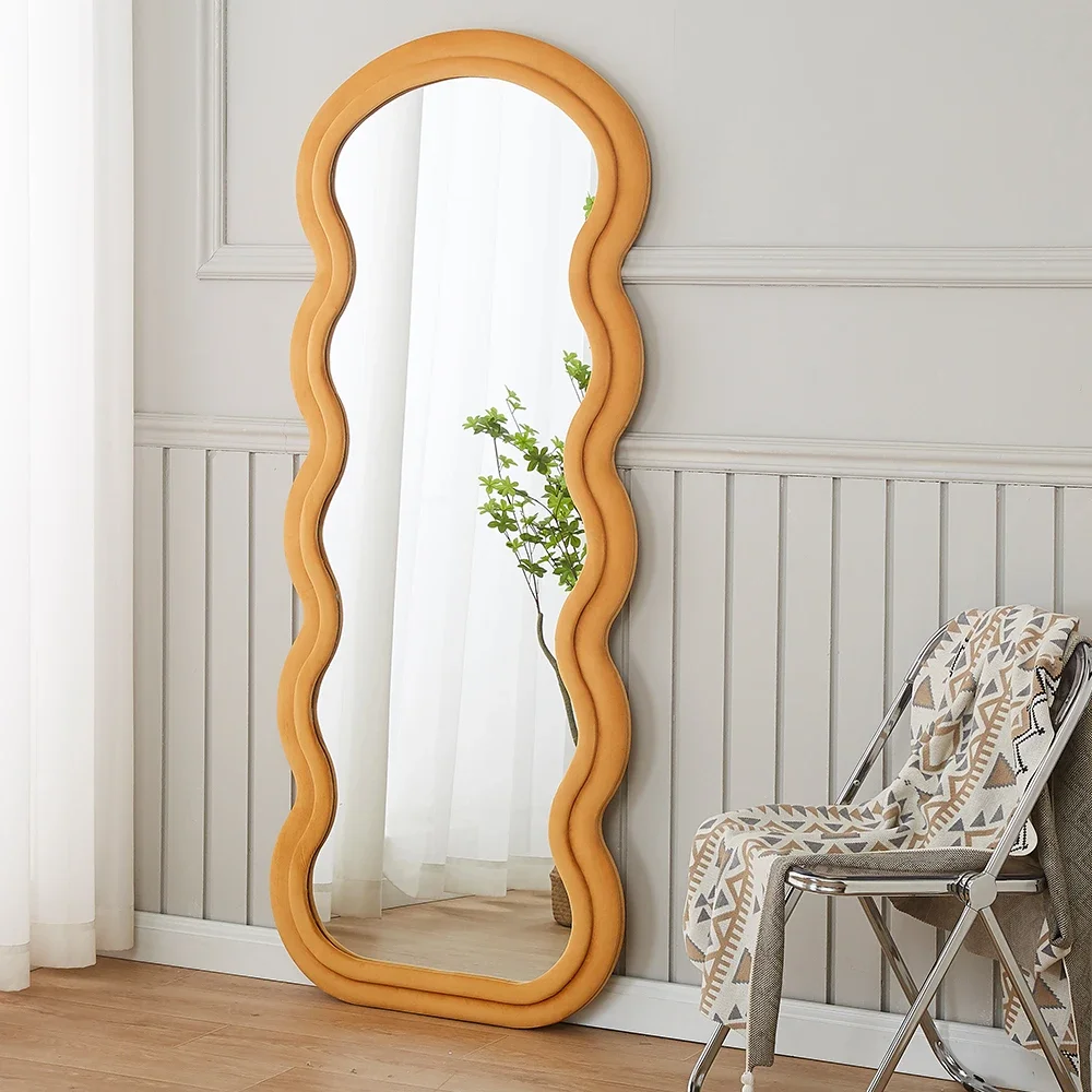 Floor-to-ceiling wall lean full-length mirror wind shaped fragola wave girls bedroom dressing mirror