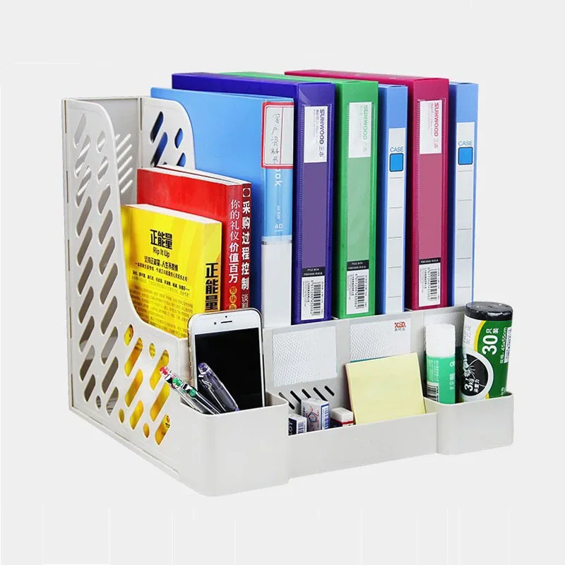 

Desktop Storage File Rack Document Holder Vertical Bookshelf Desktop File Box Basket A4 Multilayer Stationery