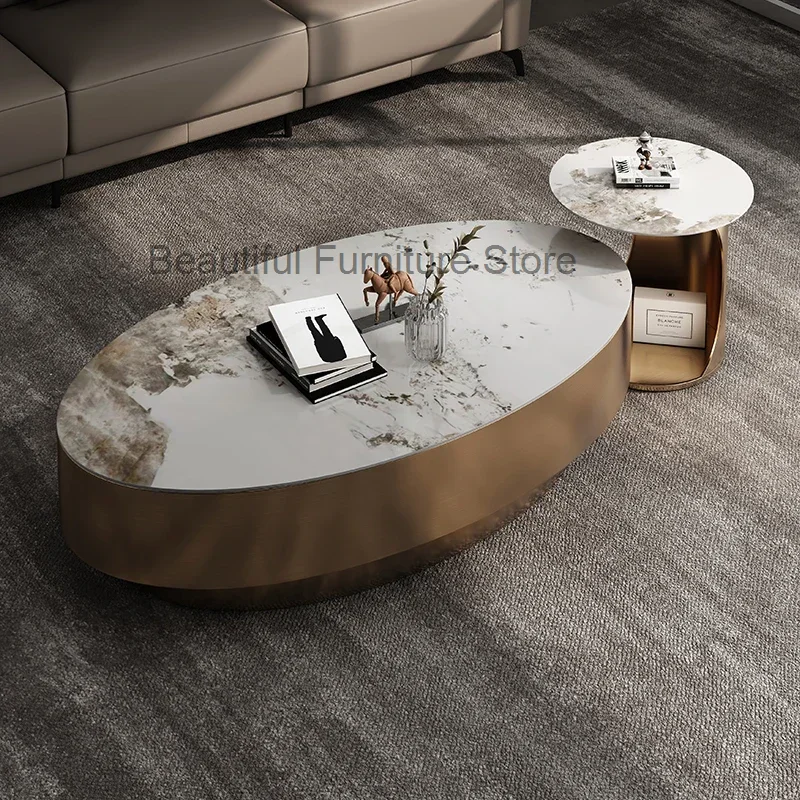 

Nordic Living Room Coffee Table Modern Marble Minimalist Oval Coffee Tables White Luxury Mesa Centro Salon Home Furniture