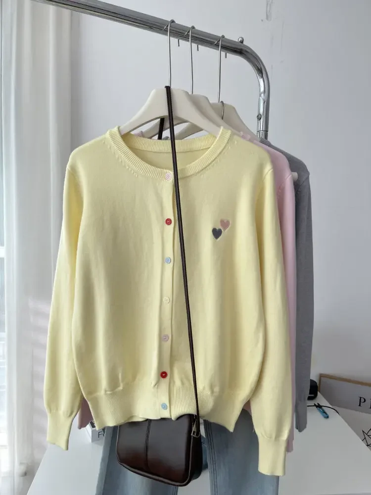 Fashion Versatile Women Sweater 2026 Autumn Winter Elegant Embroidered Women Knit Cardigan Long Sleeve Unique Colorful Buttons
