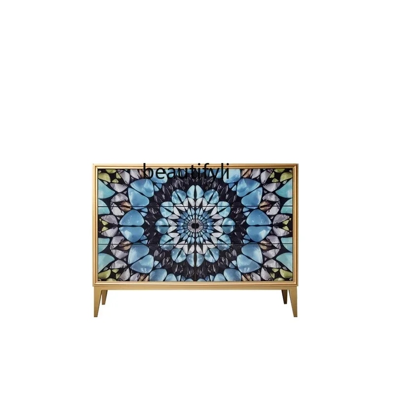 Light luxury art solid wood dining side locker entry porch bucket cabinet model room decorative cabinet
