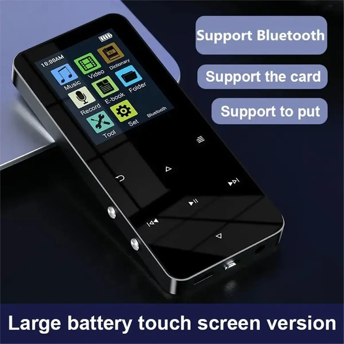

A32I 1.8 Inch Touch MP3 MP4 Music Player Bluetooth 5.0 Supports Card, with FM Alarm Clock Pedometer E-Book Built-in Speaker