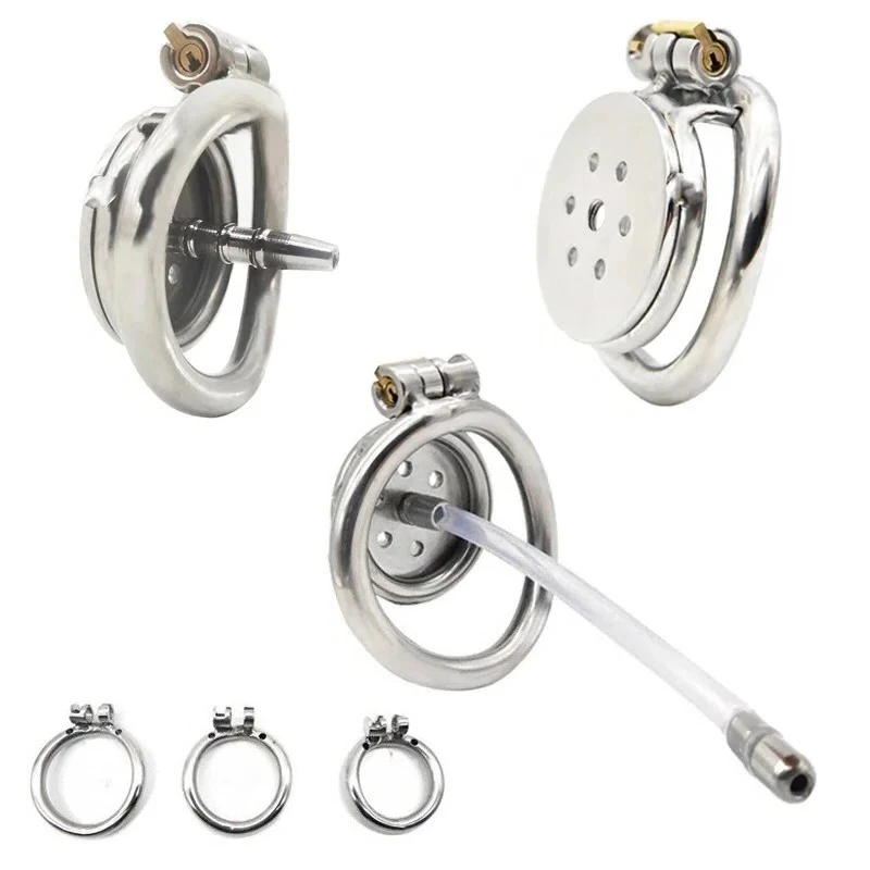 Male chastity device, male homosexual sex toy, flat round hole, metal chastity lock, chicken cage, urinary catheter, penis ring