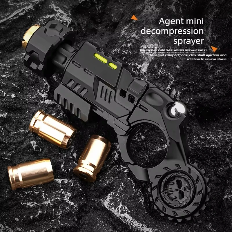 Miniatuur metalen speelgoedpistool voor stressverlichting, fidget toy met uitwerpsysteem, roller spinner, mechanische slider, ratel, antistress gadget