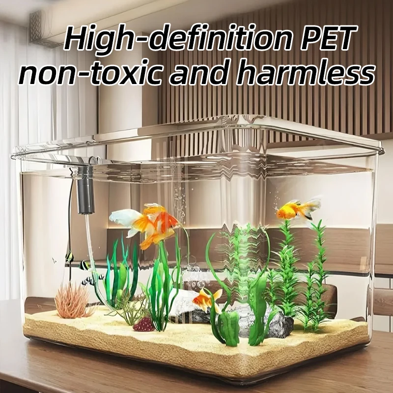 Acquario trasparente Acquario da tavolo creativo per decorazioni per la casa in ufficio rettangolare (acquario nudo, senza paesaggi ni pietre incluse)
