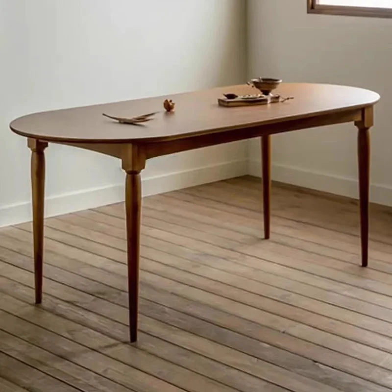 Mesa de cena de lujo, escritorio ovalado barato, juego de mesa de comedor de café para dormitorio, juegos de muebles de jardín de café modernos de madera maciza, restaurante