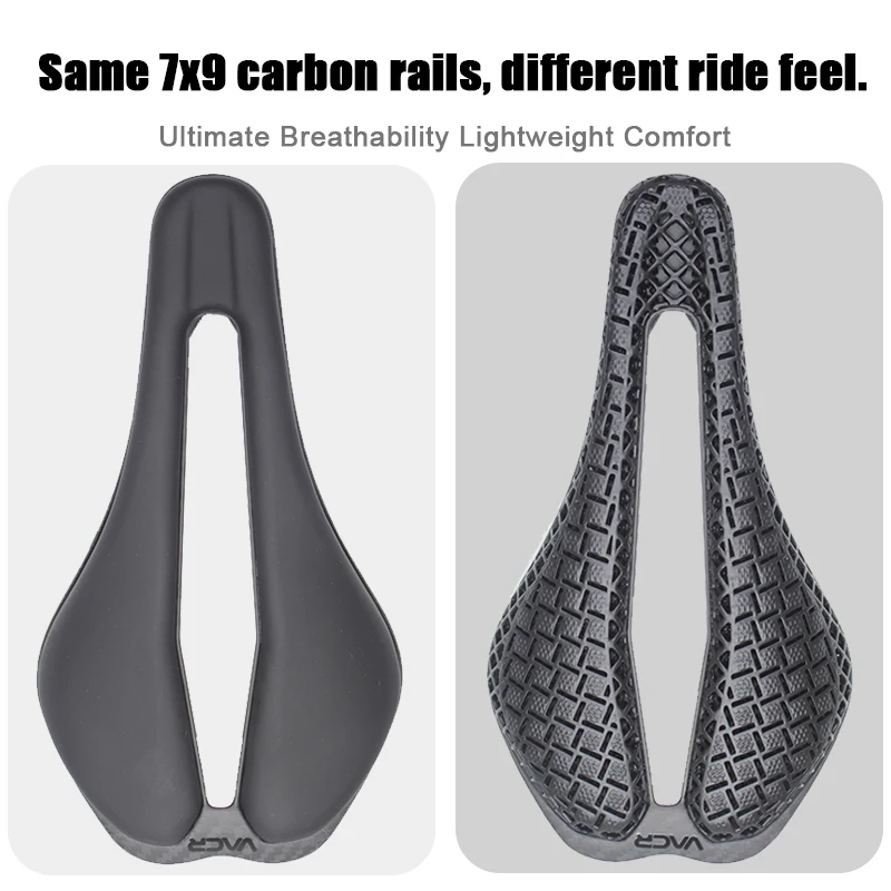 

VACR 3D Printed Hollow Carbon Fiber Bike Saddle, Ultra Light 140g Universal Road & Mountain Bicycle Seat