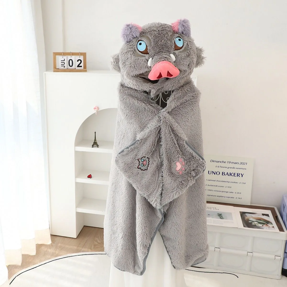 Demon Slayer японский реквизит для косплея одеяло с капюшоном Hashibira Inosuk плюшевое одеяло мультфильм мягкий аниме дикий кабан теплый плащ подарок