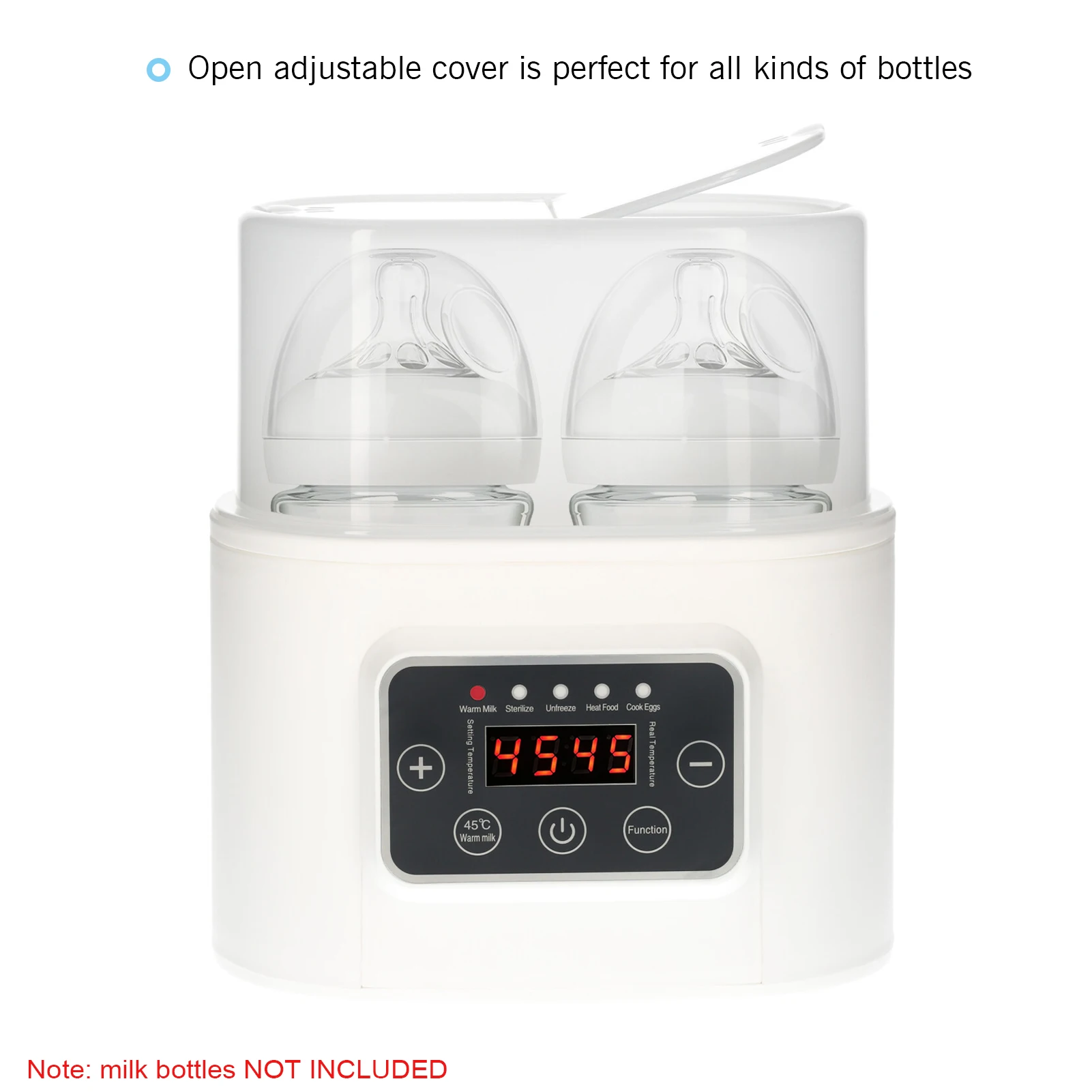 Baby Bottle Warmer 5-in-1 Digital Baby Food Heater with Timer Digital Display Double Bottle Steam Sterilizer Defrosting Warmer