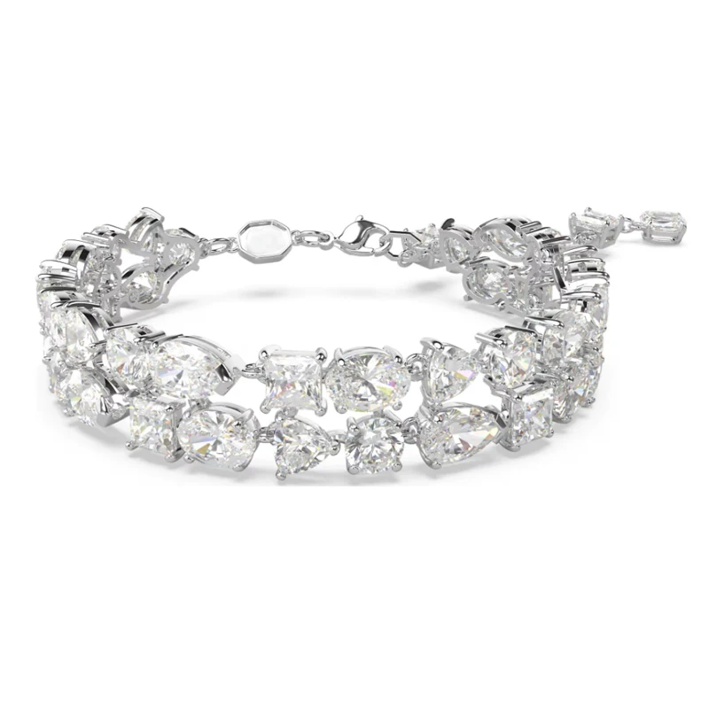 New hot selling Mesmera mixed cut white double row crystal bracelet with high-end feel, engagement surprise accessory gift