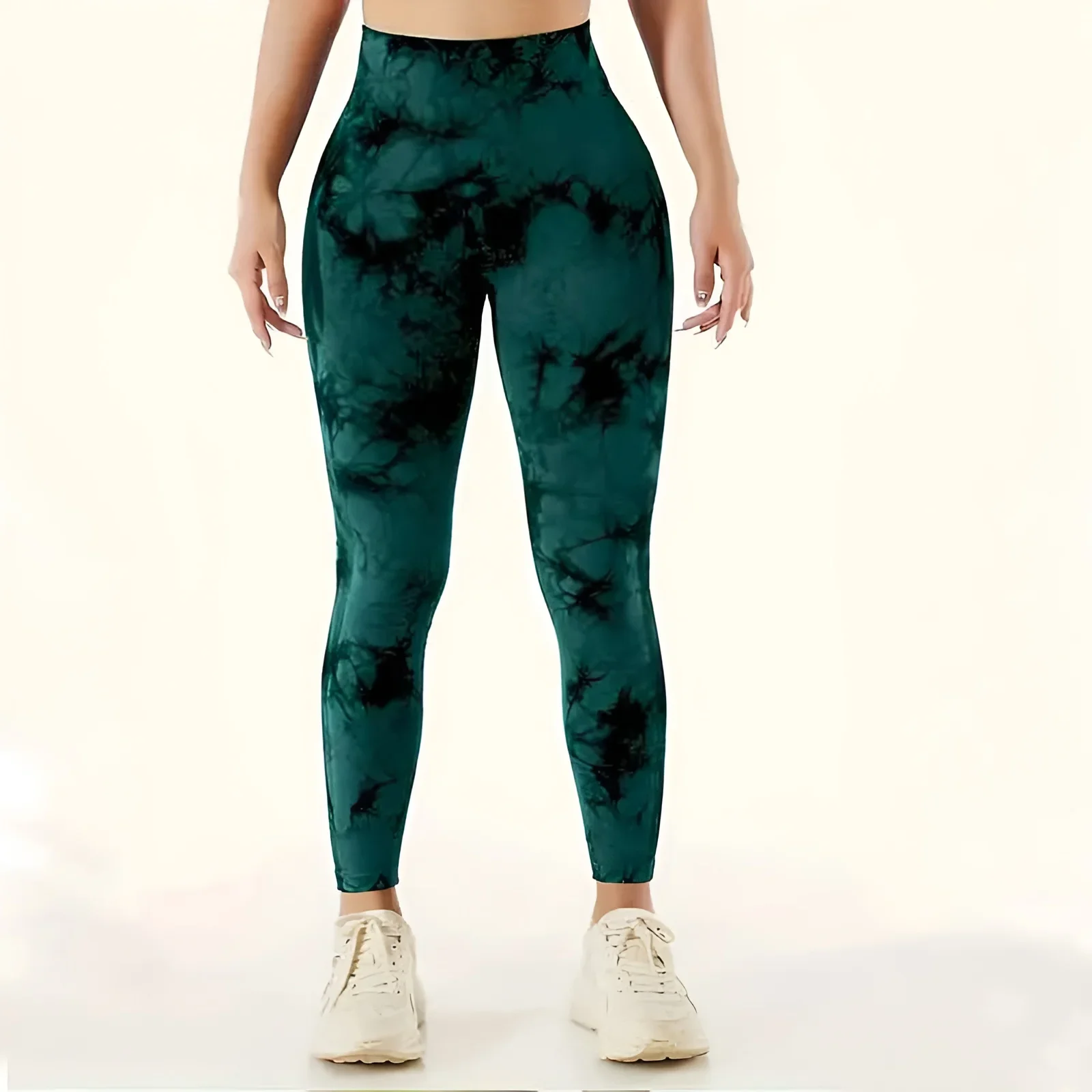 Nahtlose Trainingsleggings für Damen, hohe Taille, Gesäßstraffung, Outdoor-Sport, Fitness, Batik-Yogahose